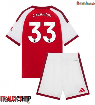 Arsenal Riccardo Calafiori #33 Prima Maglia Bambino 2026-27 Manica Corta (+ Pantaloni corti)